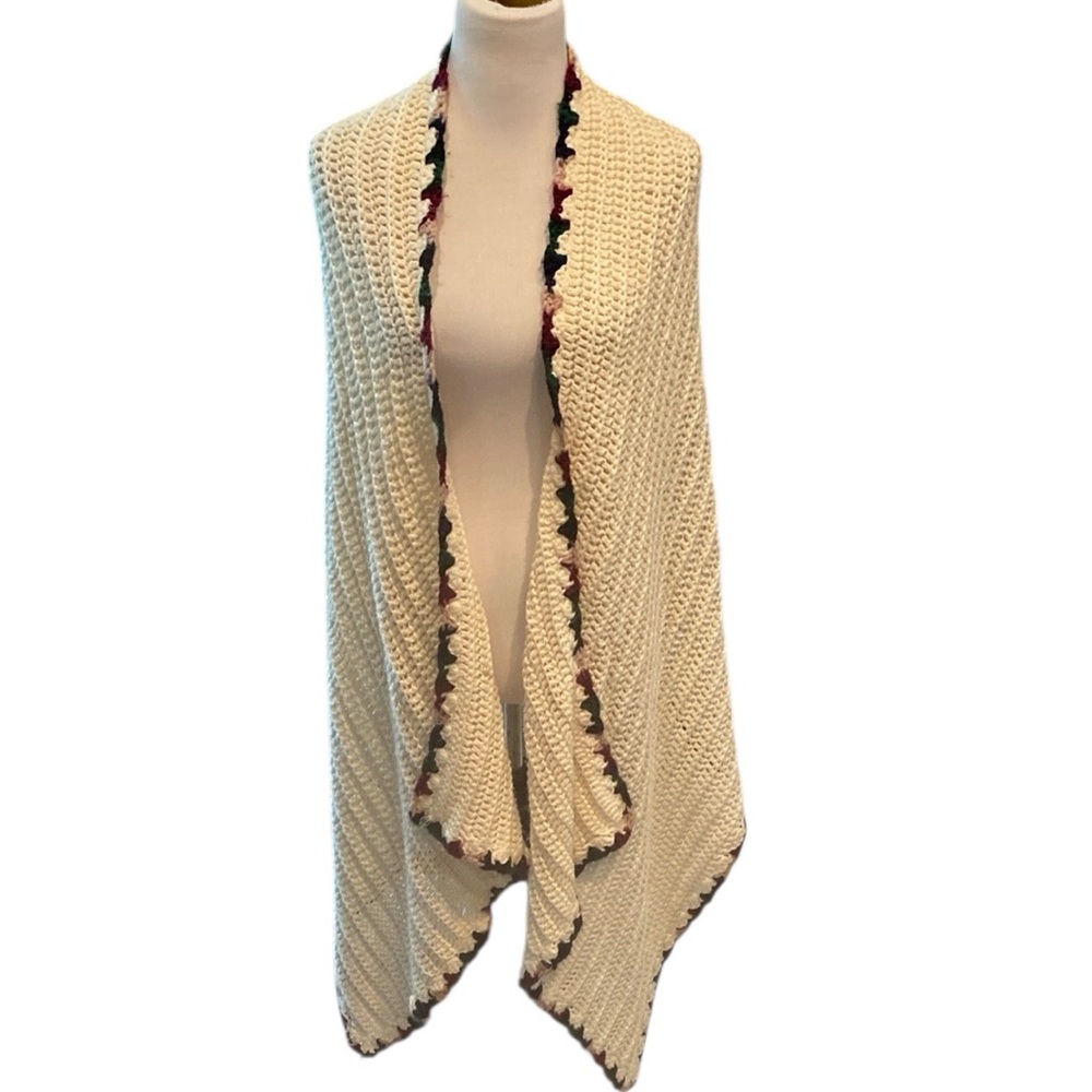 Hand Crocheted Knit Oversized Wrap - image 1